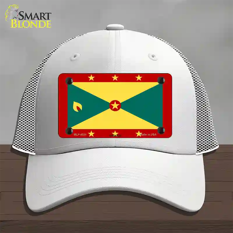 Grenada Flag Novelty License Plate Hat Mesh / White