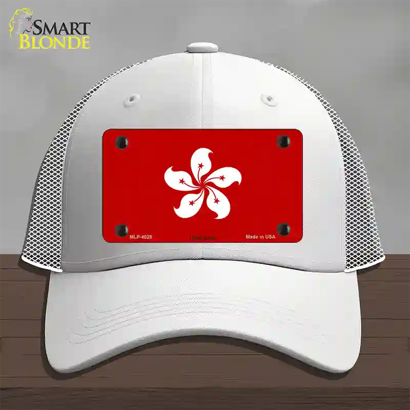 Hong Kong Flag Novelty License Plate Hat Mesh / White