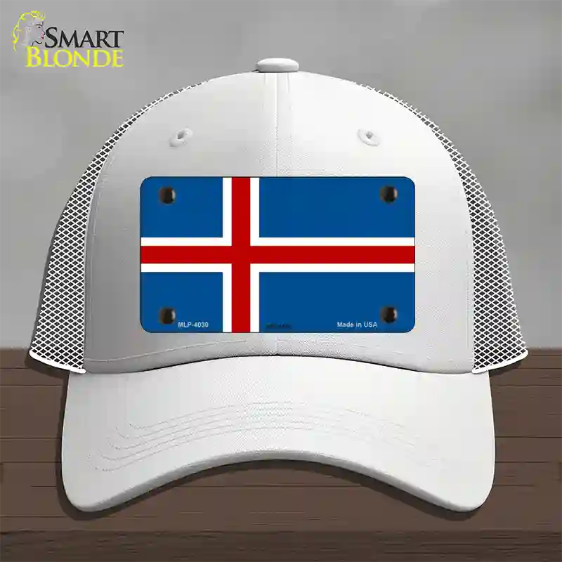 Iceland Flag Novelty License Plate Hat Mesh / White