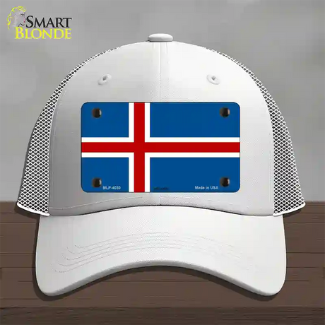 Iceland Flag Novelty License Plate Hat Mesh / White