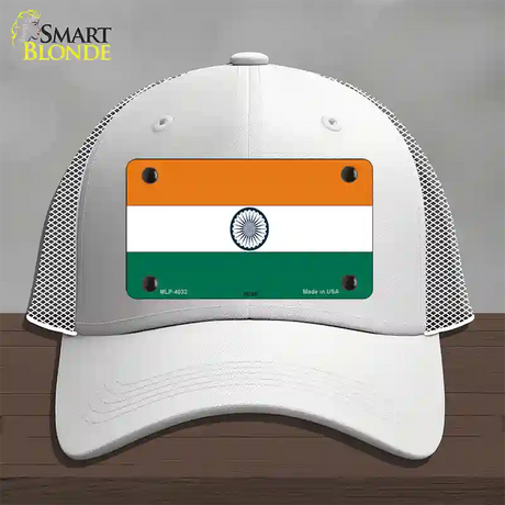 India Flag Novelty License Plate Hat Mesh / White