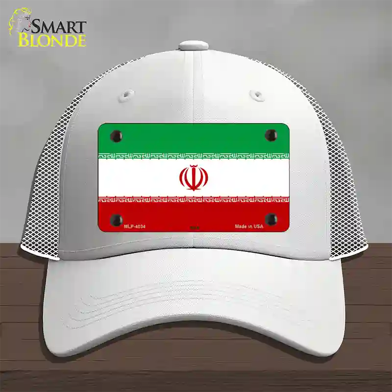 Iran Flag Novelty License Plate Hat Mesh / White