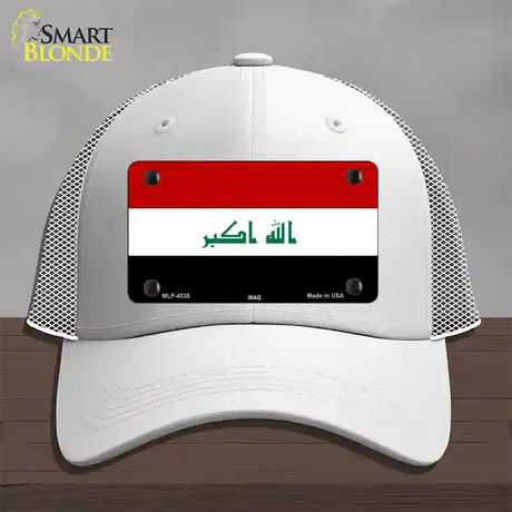 Iraq Flag Novelty License Plate Hat Mesh / White