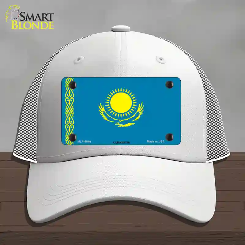 Kazakhstan Flag Novelty License Plate Hat Mesh / White