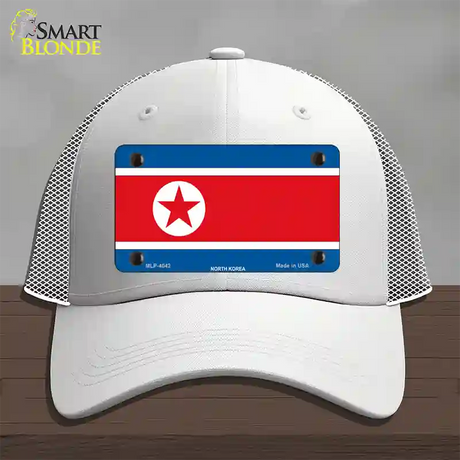 North Korea Flag Novelty License Plate Hat Mesh / White