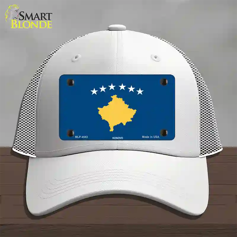 Kosovo Flag Novelty License Plate Hat Mesh / White