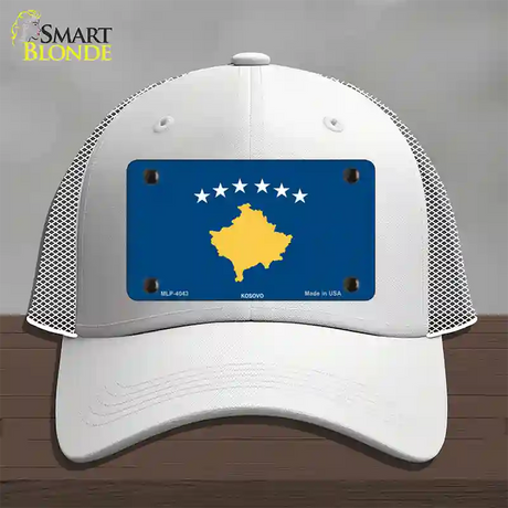 Kosovo Flag Novelty License Plate Hat Mesh / White