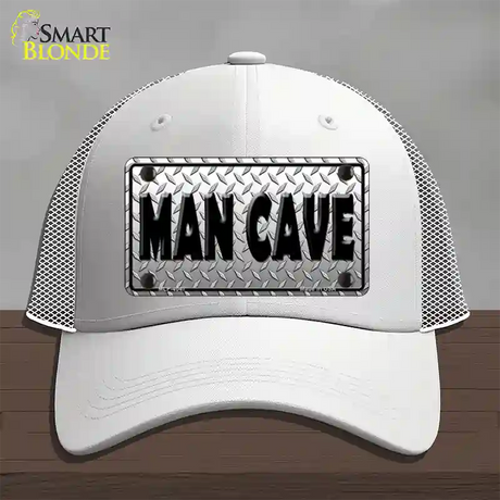 Man Cave Diamond Effect Novelty License Plate Hat Mesh / White