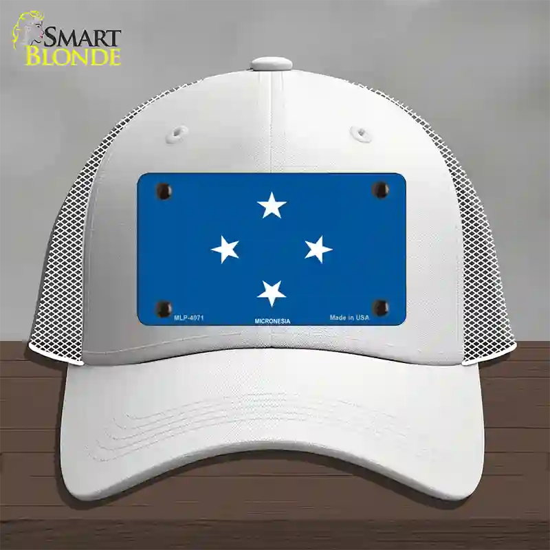 Micronesia Flag Novelty License Plate Hat Mesh / White