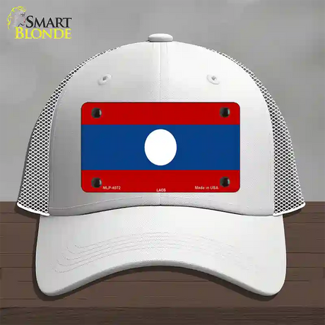 Laos Flag Novelty License Plate Hat Mesh / White