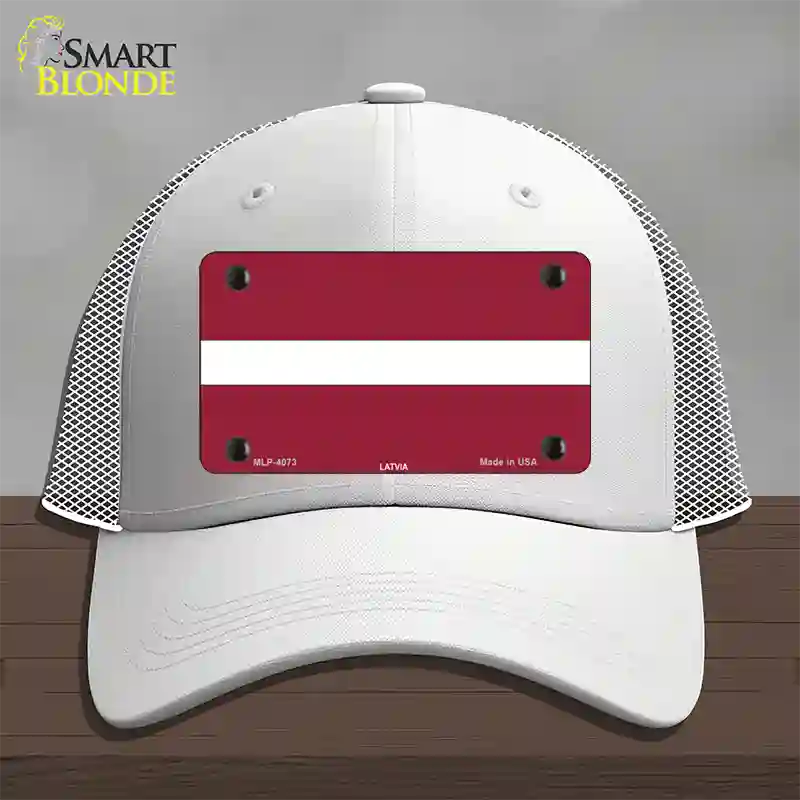 Latvia Flag Novelty License Plate Hat Mesh / White