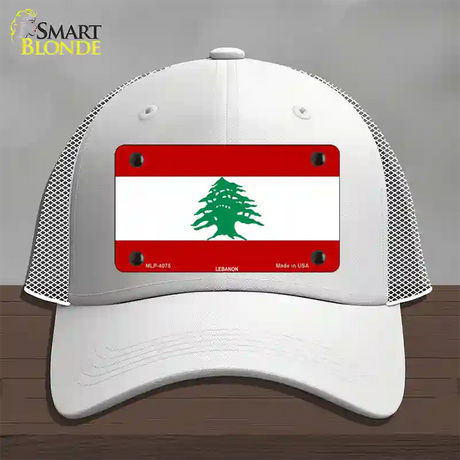 Lebanon Flag Novelty License Plate Hat Mesh / White