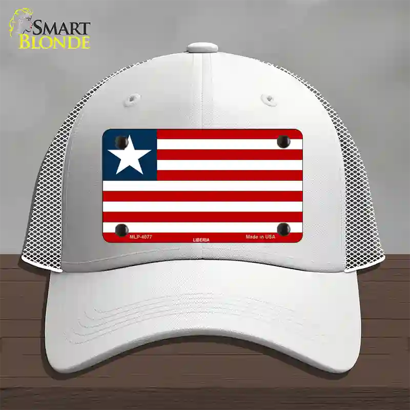 Liberia Flag Novelty License Plate Hat Mesh / White