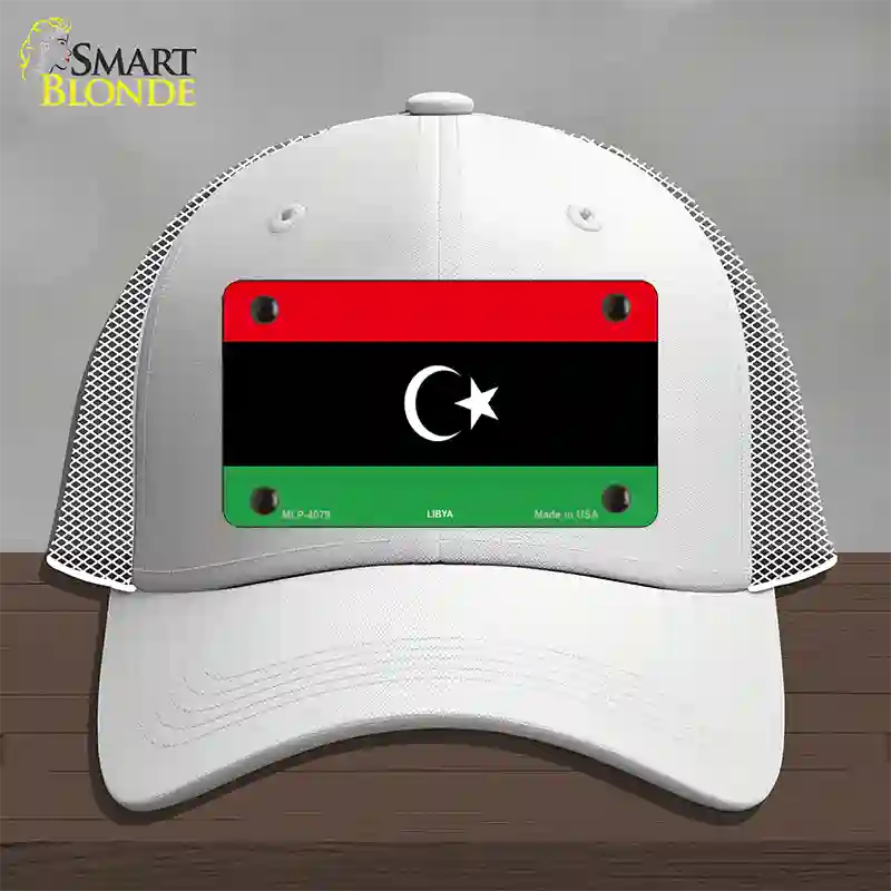 Libya Flag Novelty License Plate Hat Mesh / White