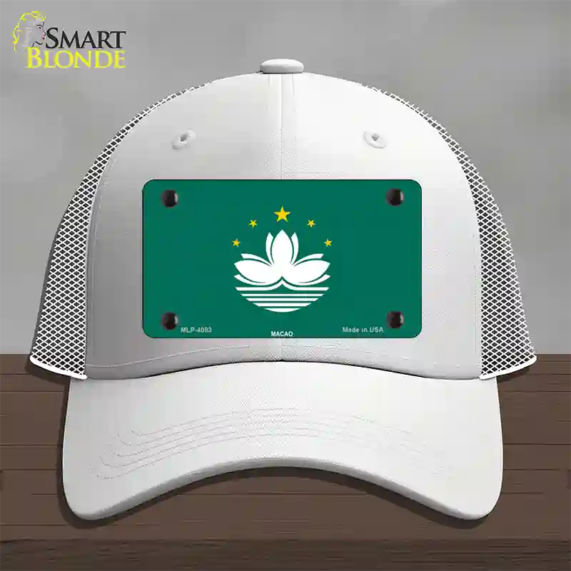 Macao Flag Novelty License Plate Hat Mesh / White