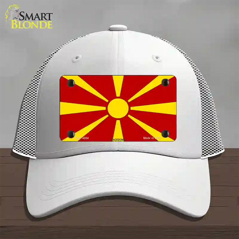 Macedonia Flag Novelty License Plate Hat Mesh / White