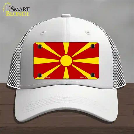 Macedonia Flag Novelty License Plate Hat Mesh / White