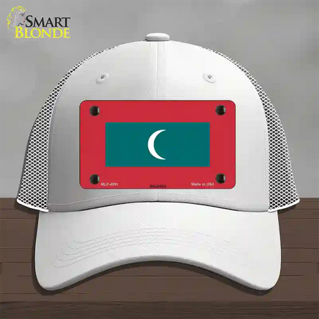 Maldives Flag Novelty License Plate Hat Mesh / White