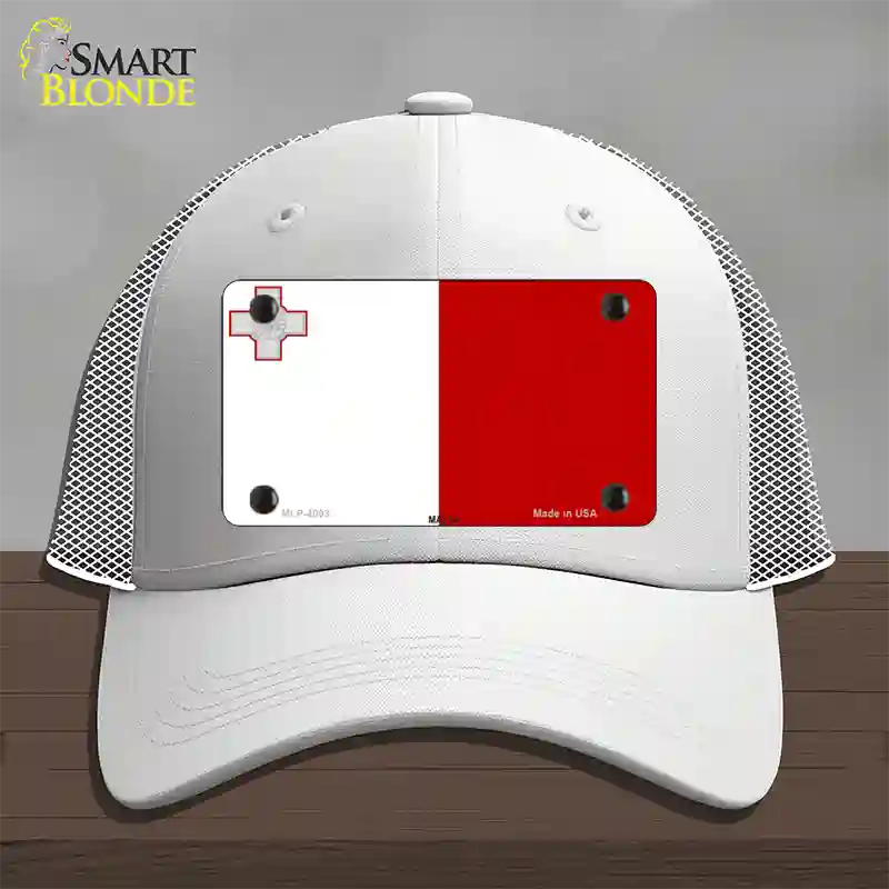 Malta Flag Novelty License Plate Hat Mesh / White