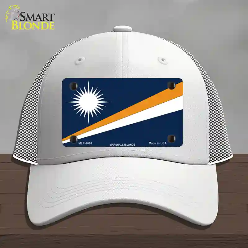 Marshall Islands Flag Novelty License Plate Hat Mesh / White