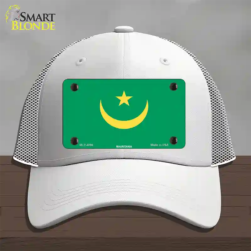 Mauritania Flag Novelty License Plate Hat Mesh / White