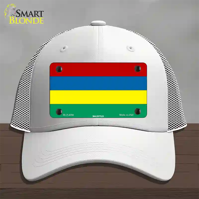 Mauritius Flag Novelty License Plate Hat Mesh / White