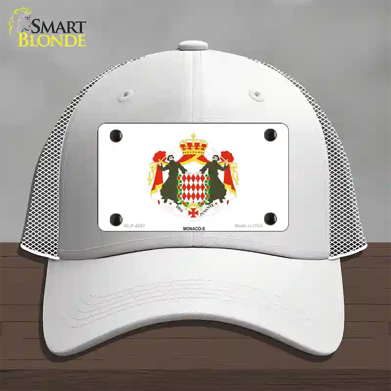 Monaco-S Flag Novelty License Plate Hat Mesh / White