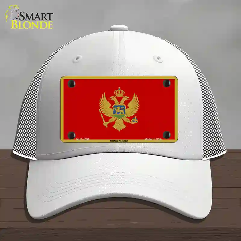 Montenegro Flag Novelty License Plate Hat Mesh / White