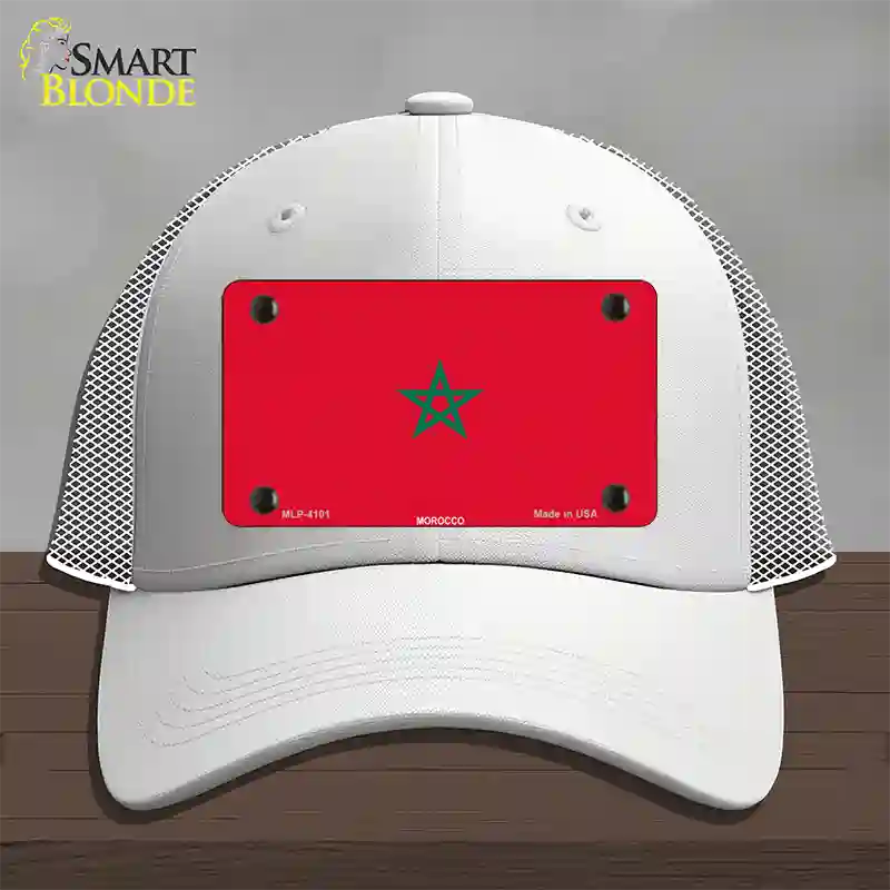 Morocco Flag Novelty License Plate Hat Mesh / White