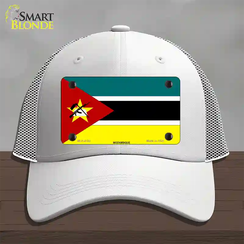 Mozambique Flag Novelty License Plate Hat Mesh / White