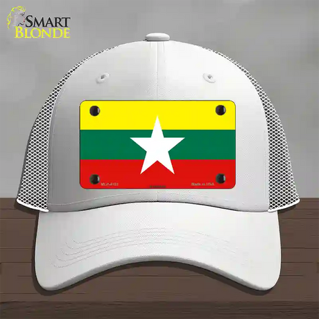 Myanmar Flag Novelty License Plate Hat Mesh / White