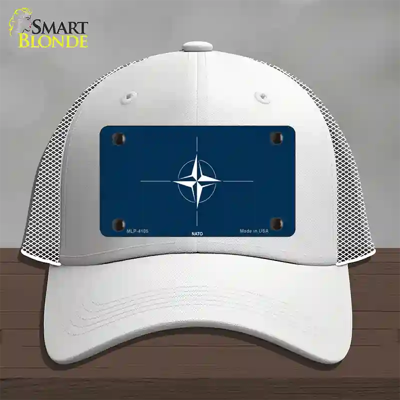 Nato Flag Novelty License Plate Hat Mesh / White