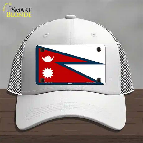 Nepal Flag Novelty License Plate Hat Mesh / White