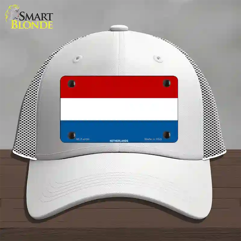 Netherlands Flag Novelty License Plate Hat Mesh / White