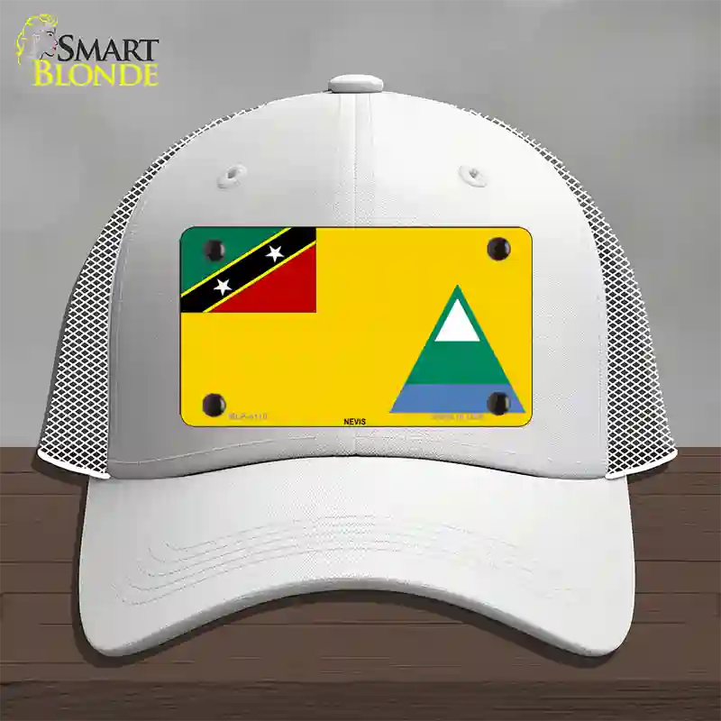 Nevis Flag Novelty License Plate Hat Mesh / White