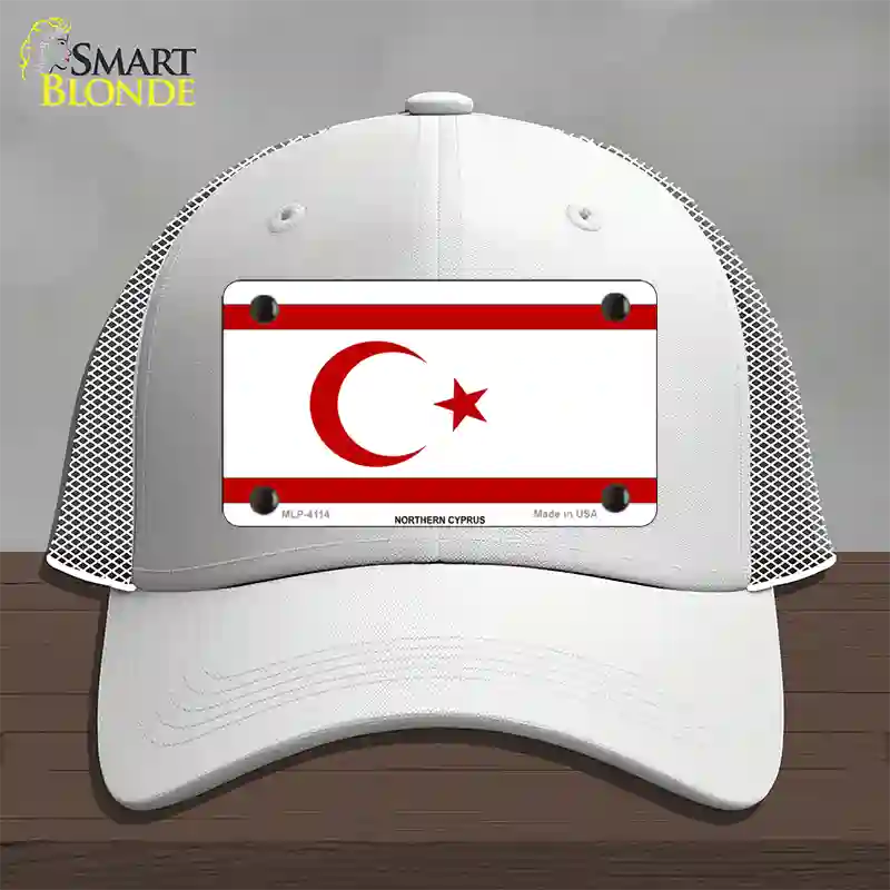 Northern Cyprus Flag Novelty License Plate Hat Mesh / White