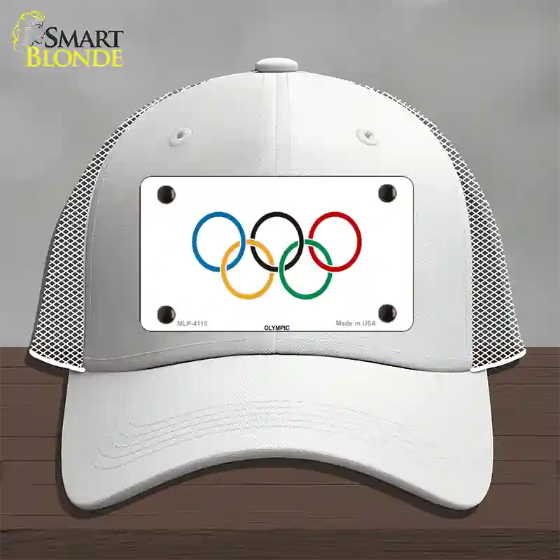 Olympic Flag Novelty License Plate Hat Mesh / White