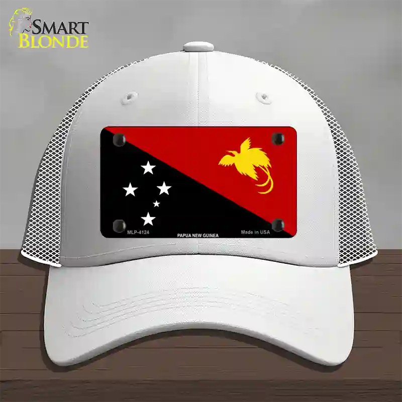 Papua New Guinea Flag Novelty License Plate Hat Mesh / White