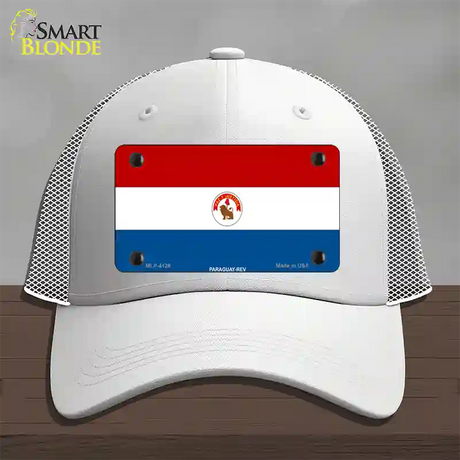 Paraguay-REV Flag Novelty License Plate Hat Mesh / White