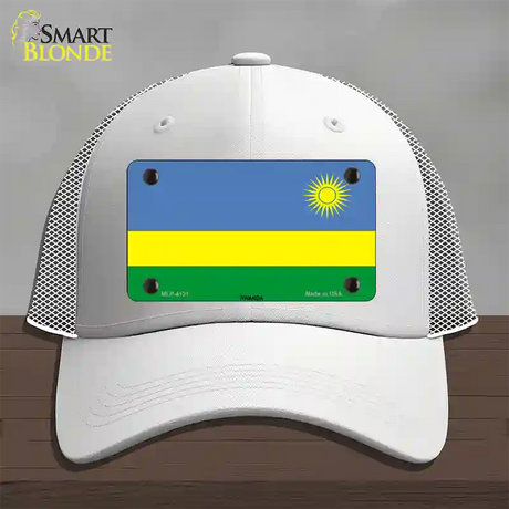 Rwanda Flag Novelty License Plate Hat Mesh / White