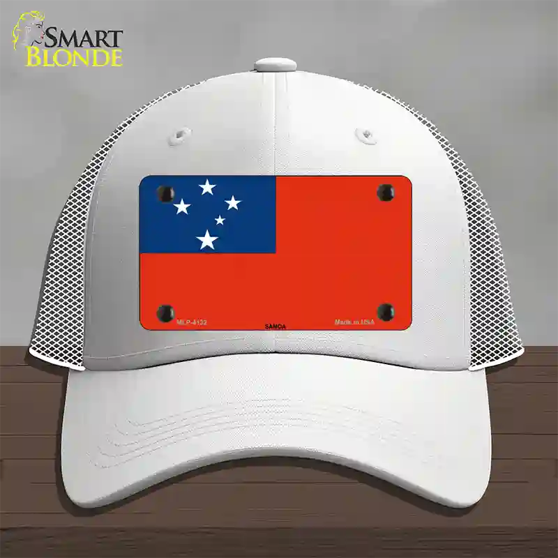 Samoa Flag Novelty License Plate Hat Mesh / White