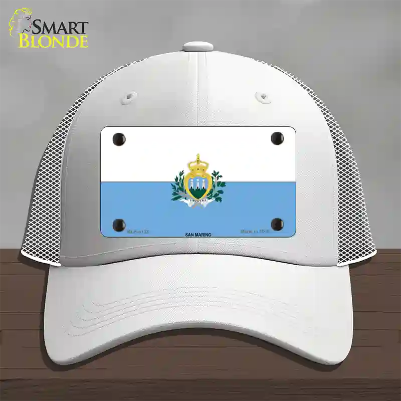 San Marino Flag Novelty License Plate Hat Mesh / White