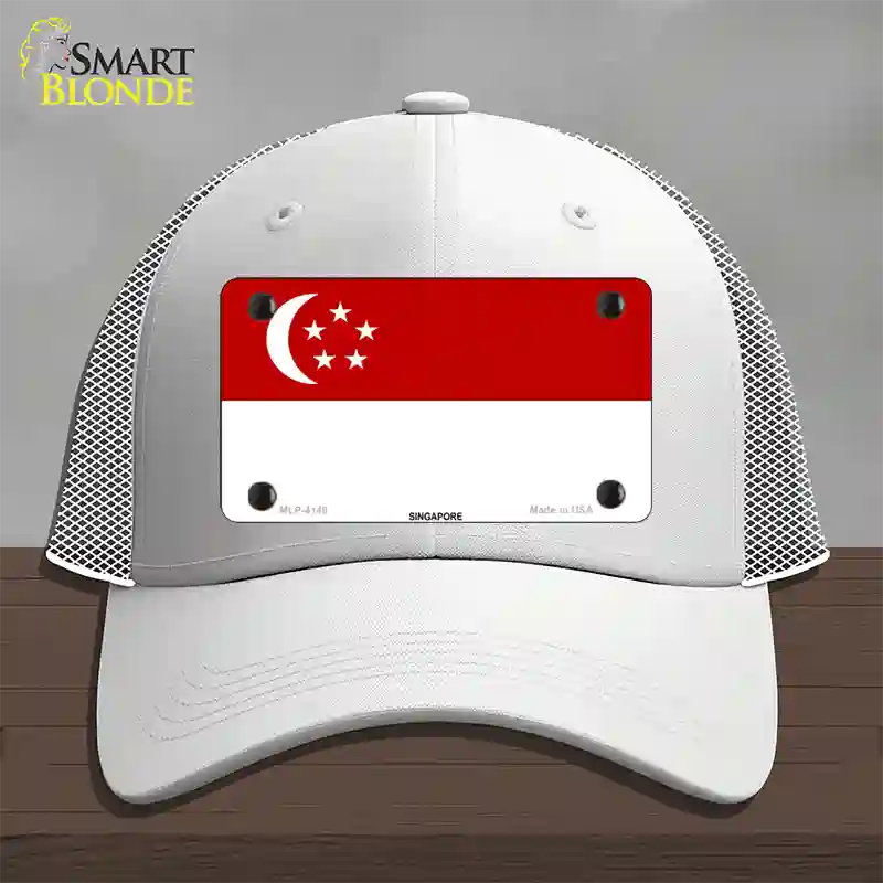 Singapore Flag Novelty License Plate Hat Mesh / White