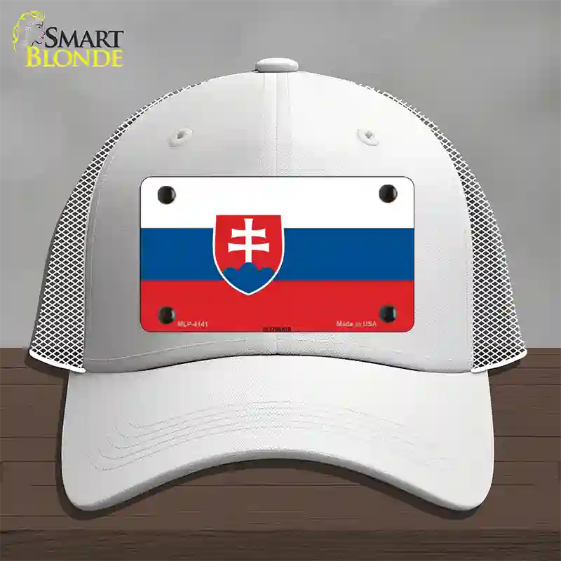 Slovakia Flag Novelty License Plate Hat Mesh / White