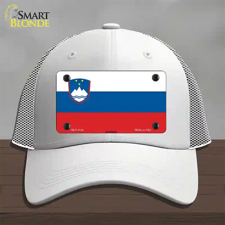 Slovenia Flag Novelty License Plate Hat Mesh / White