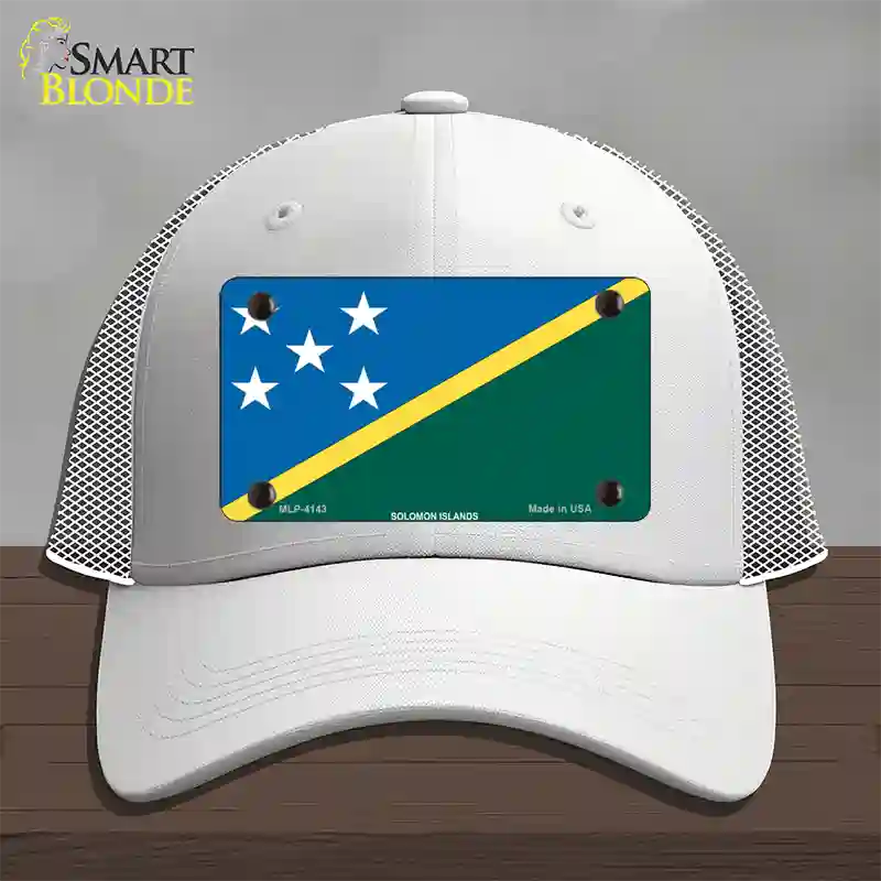 Solomon Islands Flag Novelty License Plate Hat Mesh / White