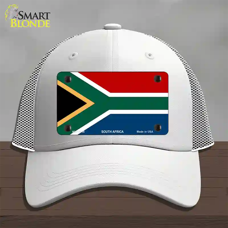 South Africa Flag Novelty License Plate Hat Mesh / White