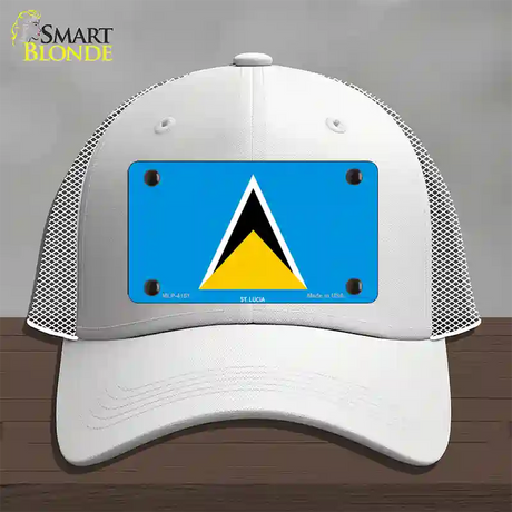 St Lucia Flag Novelty License Plate Hat Mesh / White