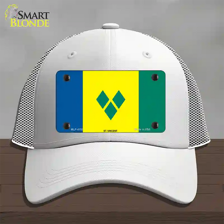 St Vincent Flag Novelty License Plate Hat Mesh / White