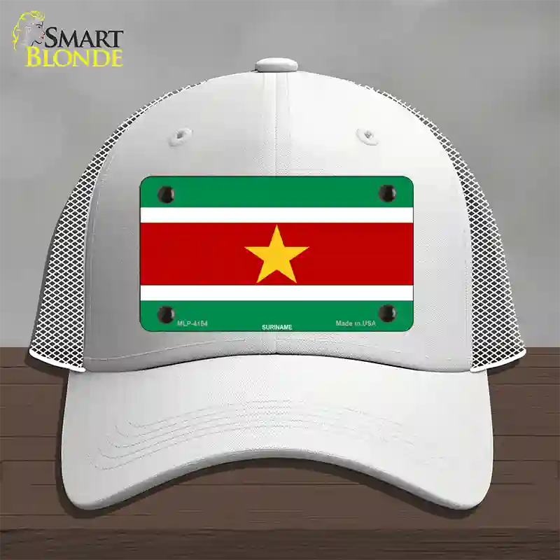 Suriname Flag Novelty License Plate Hat Mesh / White